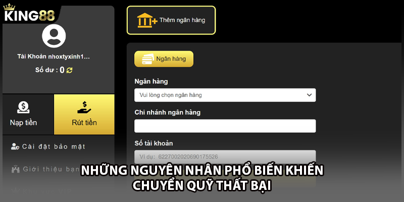 Những nguyên nhân phổ biến khiến chuyển quỹ thất bại